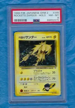 1999 JAPANESE POKEMON GYM 2 #145 ROCKET'S ZAPDOS  HOLO PSA 8 SHARP CARD ! - Image 1