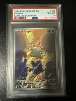 2024 POKEMON SSP EN-SURGING SPARKS ILLUSTRATION RARE #205 PHANPY PSA 10 - Image 1