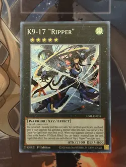 Yugioh! K9-17 â€œRipperâ€ Collector Rare Near Mint 1st Edition JUSH-EN035 - Image 1