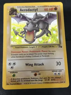 PokÃ©mon Card TCG Aerodactyl Fossil 1/62 Holo Unlimited Holo Rare MP * - Image 1