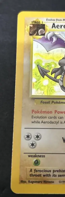 PokÃ©mon Card TCG Aerodactyl Fossil 1/62 Holo Unlimited Holo Rare MP * - Image 3