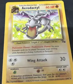 PokÃ©mon Card TCG Aerodactyl Fossil 1/62 Holo Unlimited Holo Rare MP * - Image 6