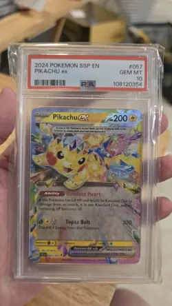 Pikachu ex 057/191 Sv08: Surging Sparks Holo - Pokemon TCG - Graded PSA 10 - Image 1
