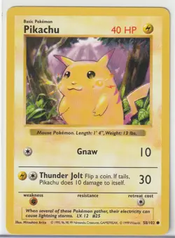 Pikachu 1999 Pokemon Base Set Shadowless (Yellow Cheeks) - Image 1
