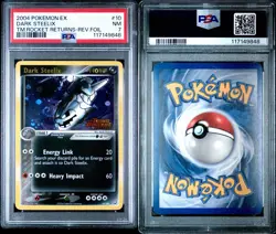 2004 POKEMON EX TEAM ROCKET RETURNS #10 DARK STEELIX-REVERSE FOIL STAMPED PSA 7 - Image 3