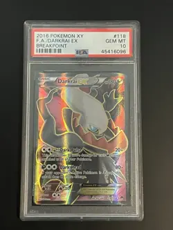 PokÃ©mon 2016 XY Breakpoint Darkrai EX Full Art Card 118/122 PSA 10 - Image 1