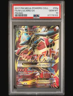 PSA 10 GEM MINT FULL ART/M MEGA LUCARIO EX 55a 2017 POKEMON MEGA POWERS PROMO - Image 1