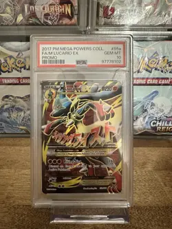 PSA 10 GEM MINT FULL ART/M MEGA LUCARIO EX 55a 2017 POKEMON MEGA POWERS PROMO - Image 5