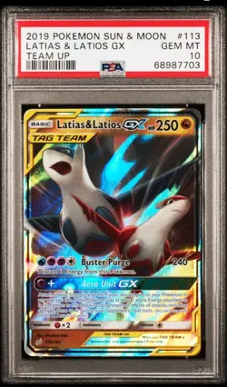2019 Pokemon Team Up #113 Latias & Latios GX PSA 10 - Image 1