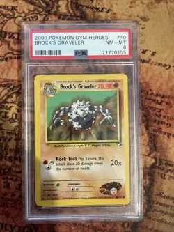 Brock's Graveler 40/132 2000 Gym Heroes Pokemon Card Vintage WOTC PSA 8 - Image 1
