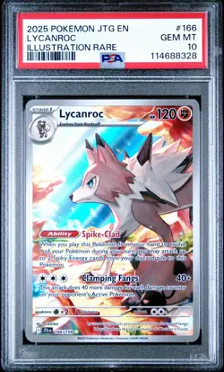 2025 POKEMON JTG EN-JOURNEY TOGETHER ILLUSTRATION RARE #166 LYCANROC PSA 10 - Image 1