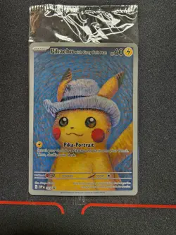 Pikachu with Grey Felt Hat 085 Promo -  Pokemon Van Gogh Card Sealed In Package - Image 1