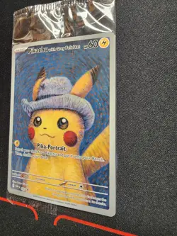 Pikachu with Grey Felt Hat 085 Promo -  Pokemon Van Gogh Card Sealed In Package - Image 3