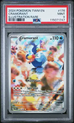 2024 POKEMON TWM EN-TWILIGHT MASQUERADE ILLUSTRATION RARE #176 CRAMORANT PSA 9 - Image 1