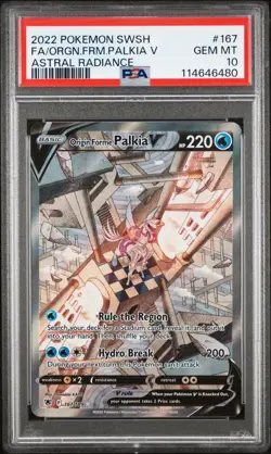 2022 POKEMON SWSH ASTRAL RADIANCE #167 FULL ART/ORIGIN FORME PALKIA V PSA 10 - Image 1