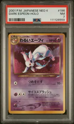 PSA 7 Dark Espeon Holo No. 196 Neo 4 Destiny Japanese Pokemon Card 2001 NM - Image 1