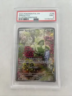 Pokemon TCG Sprigatito 196/193 Paldea Evolved Illustration Rare Card PSA 9 - Image 1