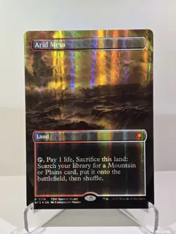 MTG Arid Mesa (Borderless) (Dragonscale Foil) Special Guests Foil  - Image 1