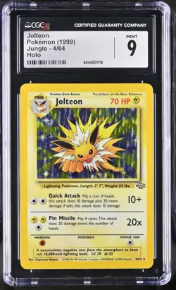 CGC 9 MINT Jolteon 1999 Jungle 4/64 Holo Pokemon Card psa - Image 3