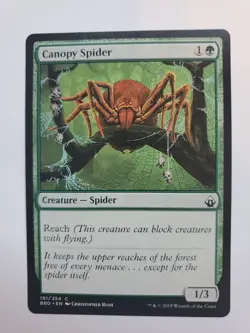 MTG Magic The Gathering Card Canopy Spider Creature Spider Green Battlebond 2018 - Image 3