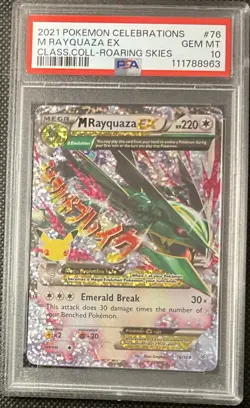 Pokemon 2021 Celebrations M Rayquaza EX Holo Ultra Rare Card 76/108 PSA 10 - Image 1