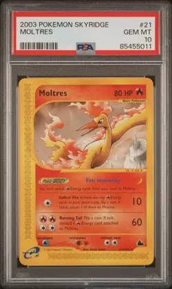 PSA 10 💎 GEM MINT Moltres 21/144 RARE Skyridge E Reader Pokemon Card - Image 1