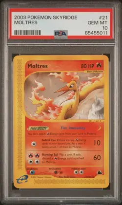 PSA 10 💎 GEM MINT Moltres 21/144 RARE Skyridge E Reader Pokemon Card - Image 3