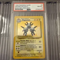 PSA 8 Magneton 9/102 Base Set Holo Pokemon Card 1999-2000 4th Print POP 35 - Image 1