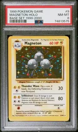 PSA 8 Magneton 9/102 Base Set Holo Pokemon Card 1999-2000 4th Print POP 35 - Image 3
