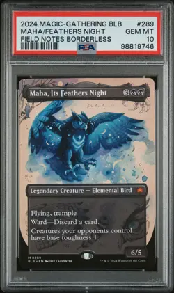2024 MTG BLOOMBURROW FIELD NOTES BORDERLESS #289 MAHA, ITS FEATHERS NIGHT PSA 10 - Image 3