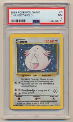PSA 7 Pokemon Base Set Unlimited Holo Rare Chansey 3/102 NM Near Mint Condition! - Image 3