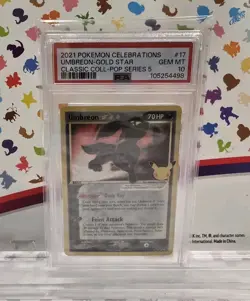 2021 Pokemon Celebrations 17/17 Umbreon Gold Star PSA 10 Classic Collection - Image 1