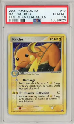 2004 Pokemon Ex Fire Red Leaf Green Holo Raichu #12 PSA 10 - Image 1