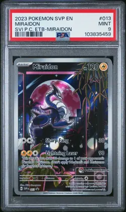 2023 POKEMON SVP SCARLET & VIOLET POKEMON CENTER ETB PROMO #013 MIRAIDON PSA 9 - Image 1