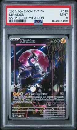 2023 POKEMON SVP SCARLET & VIOLET POKEMON CENTER ETB PROMO #013 MIRAIDON PSA 9 - Image 3