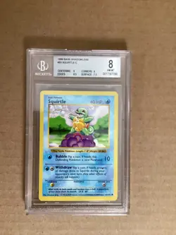 1999 Pokemon Shadowless Base Set Squirtle #63 BGS 8 - Image 1