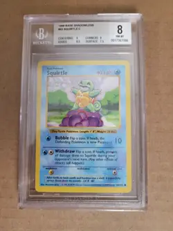 1999 Pokemon Shadowless Base Set Squirtle #63 BGS 8 - Image 8