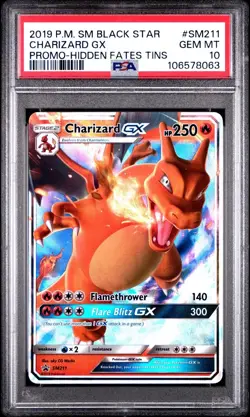 2019 Pokemon S&M Hidden Fates Black Star Promo Charizard GX #SM211 PSA 10 GEM MT - Image 3