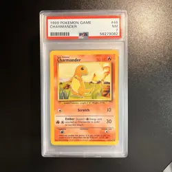 1999 POKEMON BASE SET UNLIMITED #46 CHARMANDER PSA 7 - Image 1
