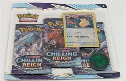 Pokemon TCG Sword and Shield Chilling Reign 3 Booster Blister Pack Snorlax Promo - Image 1