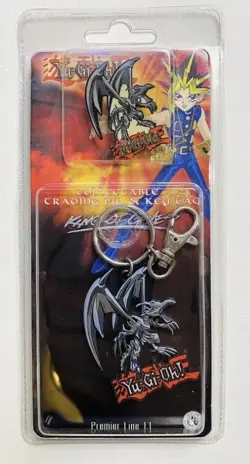 Yugioh ! Collectible Trading Pin & Key Tag Chain Red Eyes Black Dragon 2002 - Image 1