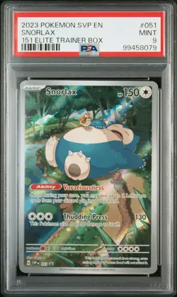 2023 POKEMON SVP EN-SV BLACK STAR PROMO 151 ELITE TRAINER BOX #051 SNORLAX PSA 9 - Image 1