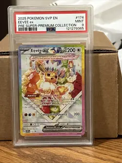 PokÃ©mon Eevee TCG Prismatic Evolutions Black Star Promo Card 174 PSA 9 Mint - Image 1