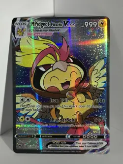 Pokemon TCG Mega Pidgeot Poncho Pikachu VCOS Cosplay Custom Full Art Holo Card - Image 1