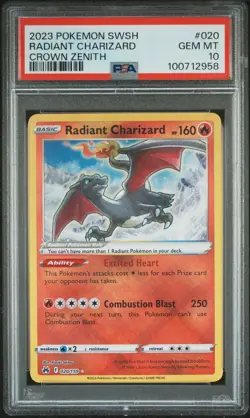 2023 POKEMON SWORD & SHIELD CROWN ZENITH #020 RADIANT CHARIZARD PSA 10 - Image 3