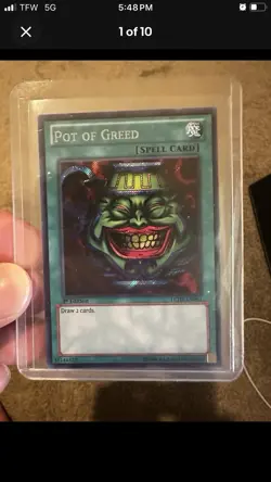 Pot of Greed LCJW-EN061 Secret Rare 1st Edition YuGiOh Card LP - Image 1