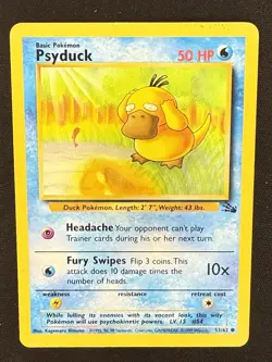 LP Psyduck 53/62 Fossil Regular Common Pokemon Card - Image 1