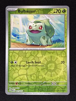 Pokemon TCG Card 151 Collection 001/165 Reverse Holo Bulbasaur Near Mint NM - Image 1