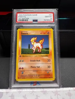 1999 Pokemon Base Set 1st Edition Ponyta 060/102 PSA 6 (Shadowless) - Image 1