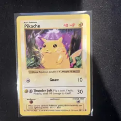 Pokemon Pikachu Card Yellow Cheeks Shadowless 58/102 Base Set Rare - Image 1